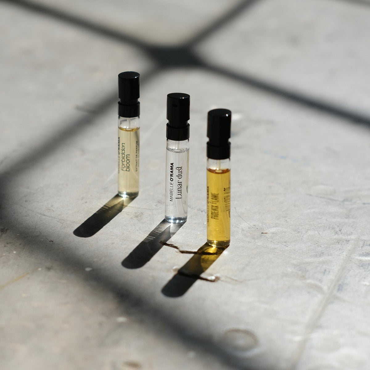 Mabelle O'Rama Discovery Set vials in window light